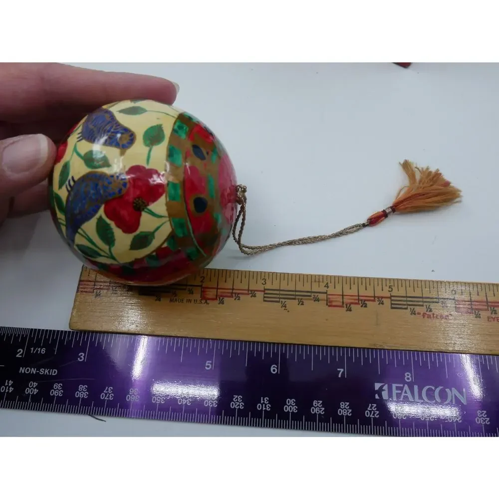 Kashmiri Paper Machè Wood Box And Ornament Blue Birds Floral Hand Painted